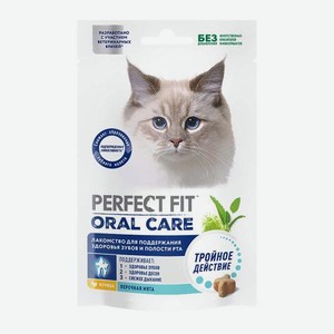 Лакомство для кошек для здоровья зубов с курицей и мятой Perfect Fit 50г
