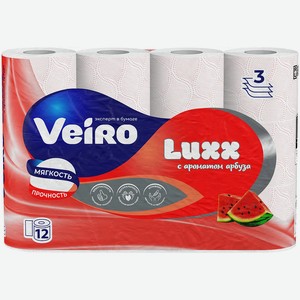Туалетная бумага Veiro Luxx Арбуз 3-х слойная 12шт