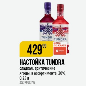 НАСТОЙКА TUNDRA сладкая, арктические ягоды, в ассортименте, 20%, 0,25 л