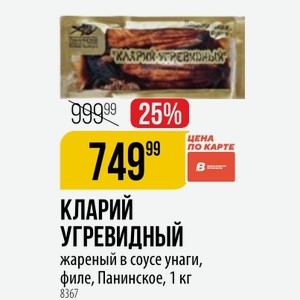 КЛАРИЙ УГРЕВИДНЫЙ жареный в соусе унаги, филе, Панинское, 1 кг