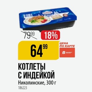 КОТЛЕТЫ С ИНДЕЙКОЙ Николинские, 300 г