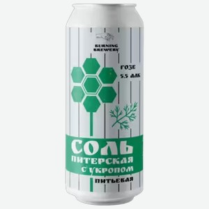 Пивной напиток Burning Brewery Соль Питерская питьевая Гозе 0,45 л ж/б