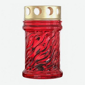 Стеклянная лампада со свечой Красная d-120