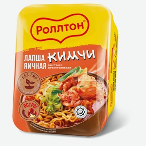 Лапша быстрого приготовления «Роллтон» яичная со вкусом кимчи Халяль, 90 г