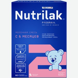 Смесь молочная сухая Nutrilak Premium 2 адаптированная последующая с 6 месяцев 600 г дизайн упаковки в ассортименте