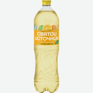 Вода+Сок СВЯТОЙ ИСТОЧНИК Лимон-цитрус, газированная, 1.5л