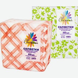 Салфетки Бумажные Свежана, 1 Слой, 100 Шт.