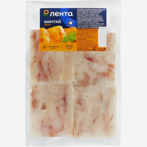 Минтай ЛЕНТА филе порционное без кожи зам., Россия, 400 г