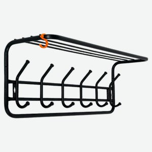 Вешалка настенная с полкой черная, 73х22х27 см