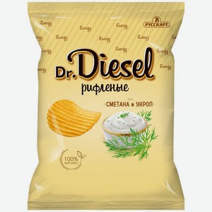 Чипсы Dr. Diesel со вкусом Сметана и укроп рифлёные из натурального картофеля, 120г