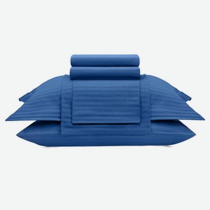 ARYA HOME COLLECTION Постельное белье Vip из Страйп Сатина Семейное 160x220 Бежевый, Синий