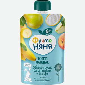 Пюре фруктовое Фрутоняня яболоко/груша/банан/персик/йогурт с
