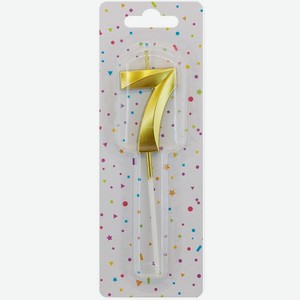 Свеча Цифра 7 с подставкой в ассортименте, 1шт., 1 шт