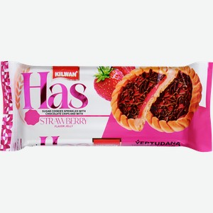 Печенье сахарное HAS с желе со вкусом клубники, посыпка шоколадной крошкой, 68г