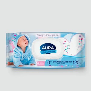 Влажные салфетки «Aura Ultra comfort» с экстрактом алоэ и витамином Е, 120 шт