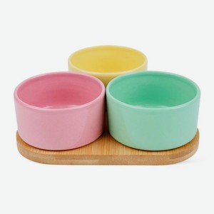 Набор менажниц на бамбуковой подставке 90мл, 3шт