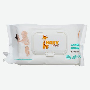 Салфетки влажные детские Baby island 120шт без запаха с клап