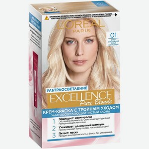 Крем-краска для волос L Oreal Paris Excellence Pure Blonde суперосветляющий русый натуральный 01, 192 мл