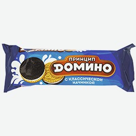 Печенье Принцип Домино, Дарк Со Сливочной Начинкой; С Кремовой Прослойкой, Классическое, 100 Г