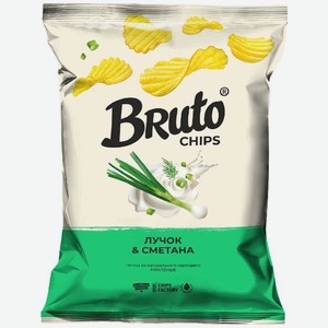 Чипсы Bruto рифленые из натурального картофеля сметана и лук 120 г