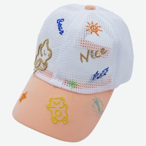 Бейсболка для девочки CARIBA бело-персиковая, р. 48-50