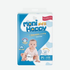 Подгузники Moni Happy ультратонкие M (6-11кг) 62 шт.