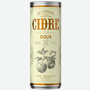 Сидр фруктовый газ. СВ. ВИОННЕ ЯБЛОЧНЫЙ 5-5,5% СЛ. Ж/Б. 0,33Л