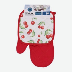 Набор прихваток классический с рукавицей Cherry Moments Wellfort