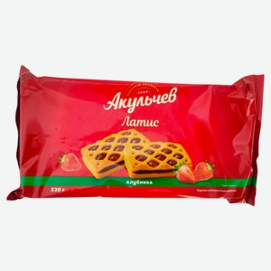 Печенье «Акульчев» Слойка Латис клубника, 320 г