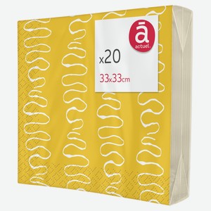 Салфетки бумажные Actuel 3-слойные оранжевые 33Х33 см, 20 шт