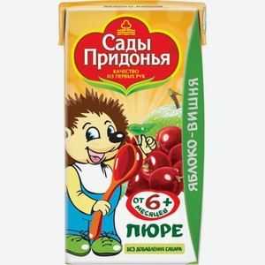 Фруктовое пюре Сады Придонья вишня-яблоко, с 6 месяцев, 125 г