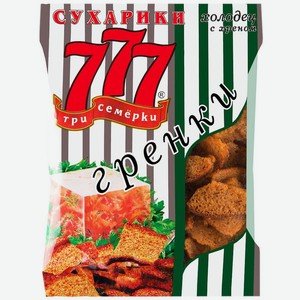 Сухарики-гренки Три Семёрки ржано-пшеничные со вкусом холодец с хреном, 50г