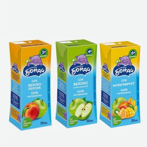 Сок БОНДИ в ассортименте 0.2л