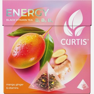 Чай чёрный Curtis Energy имбирь-манго и витамины 15 пирамидок 25.5 г