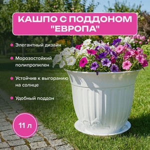Кашпо с поддоном  Европа , 11 л, в ассортименте