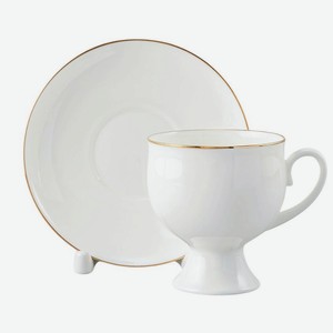 ИМПЕРАТОРСКИЙ ФАРФОРОВЫЙ ЗАВОД Чашка с блюдцем кофейная  Золотая лента , 1 шт.