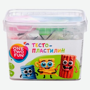 Набор для лепки Тесто-пластилин ONE TWO FUN с аксессуарами, 10 цветов
