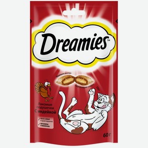 Лакомство Dreamies с индейкой для взрослых кошек 60г, 60 г