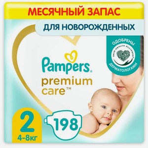 Подгузники Pampers Premium Care 2 (4-8 кг) 198 шт.