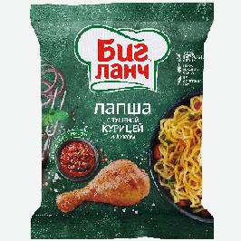 Лапша Биг Ланч, Говядина С Грибами И Зеленью, Тушёная Курица С Луком, Говядина В Остром Соусе, 75 Г