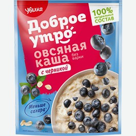 Каша Увелка, Овсяная, С Клубникой, Малиной, Черникой, 40 Г