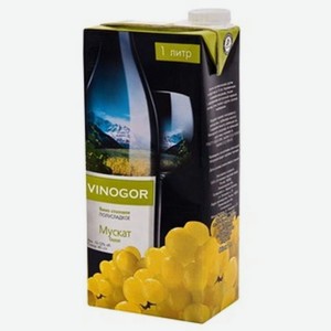 Вино Vinogor Мускат белое полусладкое 11%, 1л