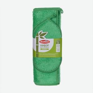 Набор для уборки  Бамбук , BonHome, тряпка для уборки и губка, в ассортименте