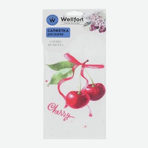Салфетка для уборки велюр 35*35см Вишня Wellfort