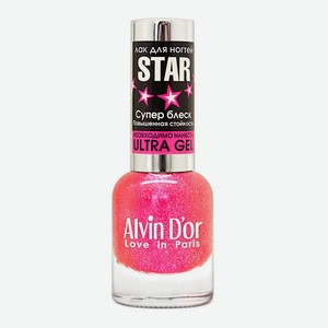 ALVIN D’OR Лак для ногтей STAR Супер Блеск, 14 Розово-красное серебро