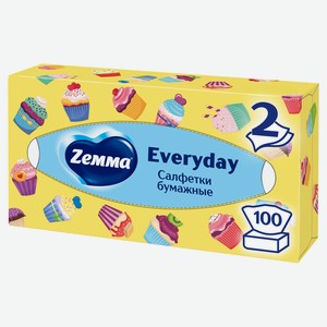 Салфетки бумажные в коробке Zemma Everyday 2 слоя, 100 шт