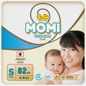 Подгузники Momi Ultra Care S (4-8 кг) 82 шт.