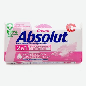 Мыло Absolut Cream Нежное,2в1,масло чайного дерева+пантенол 90 г