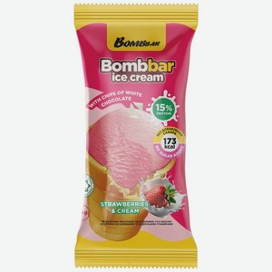 Мороженое Bombbar Клубника со сливками молочное-протеиновое с белой шоколадной крошкой 6%, 90г
