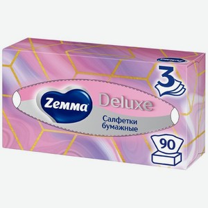 Салфетки бумажные Zemma Deluxe Design 3 слоя, 90шт